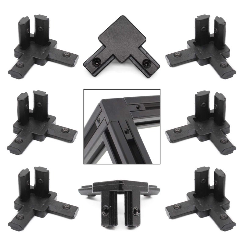 BLCCLOY 8Pcs 2020 Aluminum Extrusion T Slot Corner Bracket 20 Series Extruded Hardware 3 Way Tri Connector with Set Screw for 20/20 2040 T V Slot Black Aluminum Profile Frame Fitting - Image 1